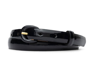 Patent Leather Belt with Covered Crescent Buckle