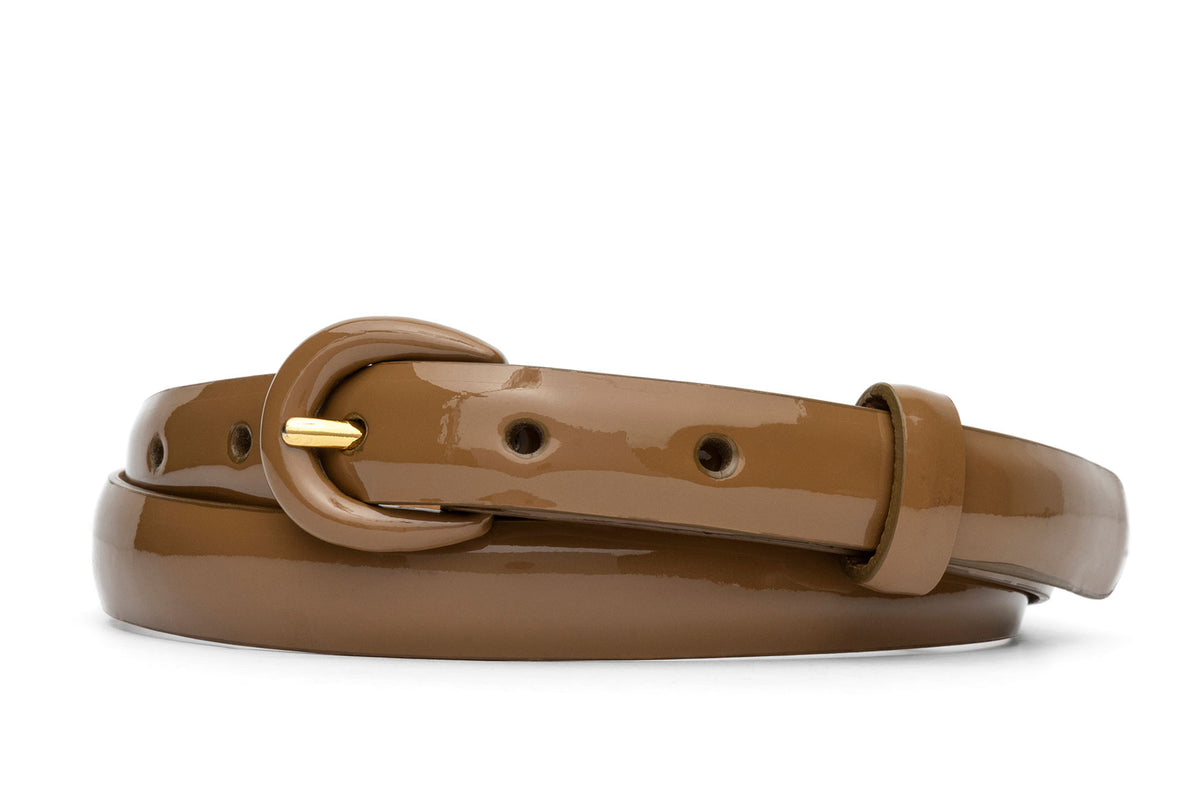 Patent Leather Belt with Covered Crescent Buckle