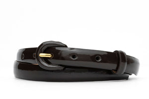 Patent Leather Belt with Covered Crescent Buckle