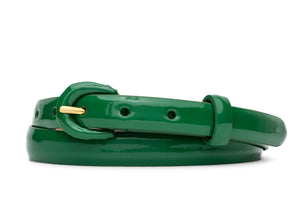 Patent Leather Belt with Covered Crescent Buckle
