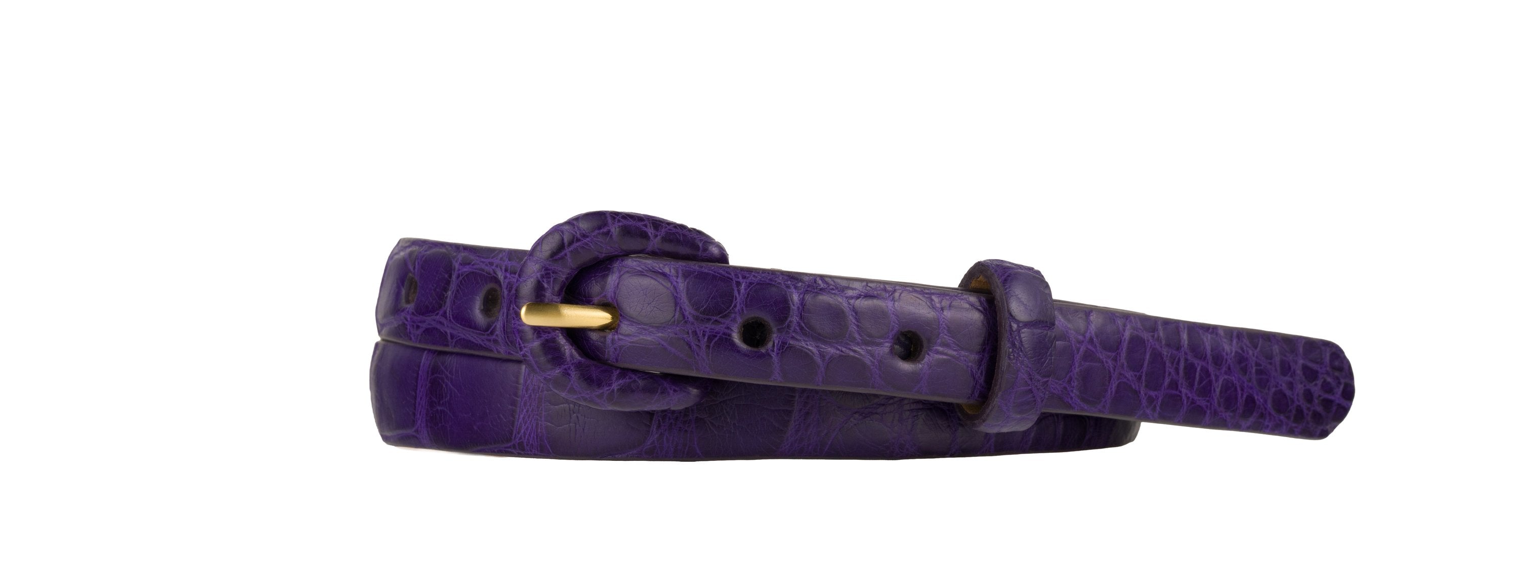 5/8" Matte Alligator Belt with Covered Crescent Buckle - Violet
