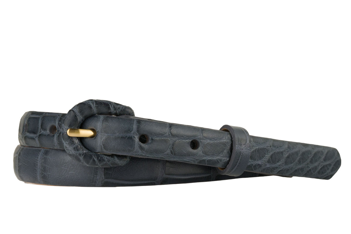 5/8" Matte Alligator Belt with Covered Crescent Buckle