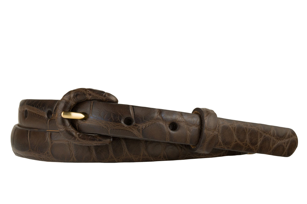 5/8" Matte Alligator Belt with Covered Crescent Buckle