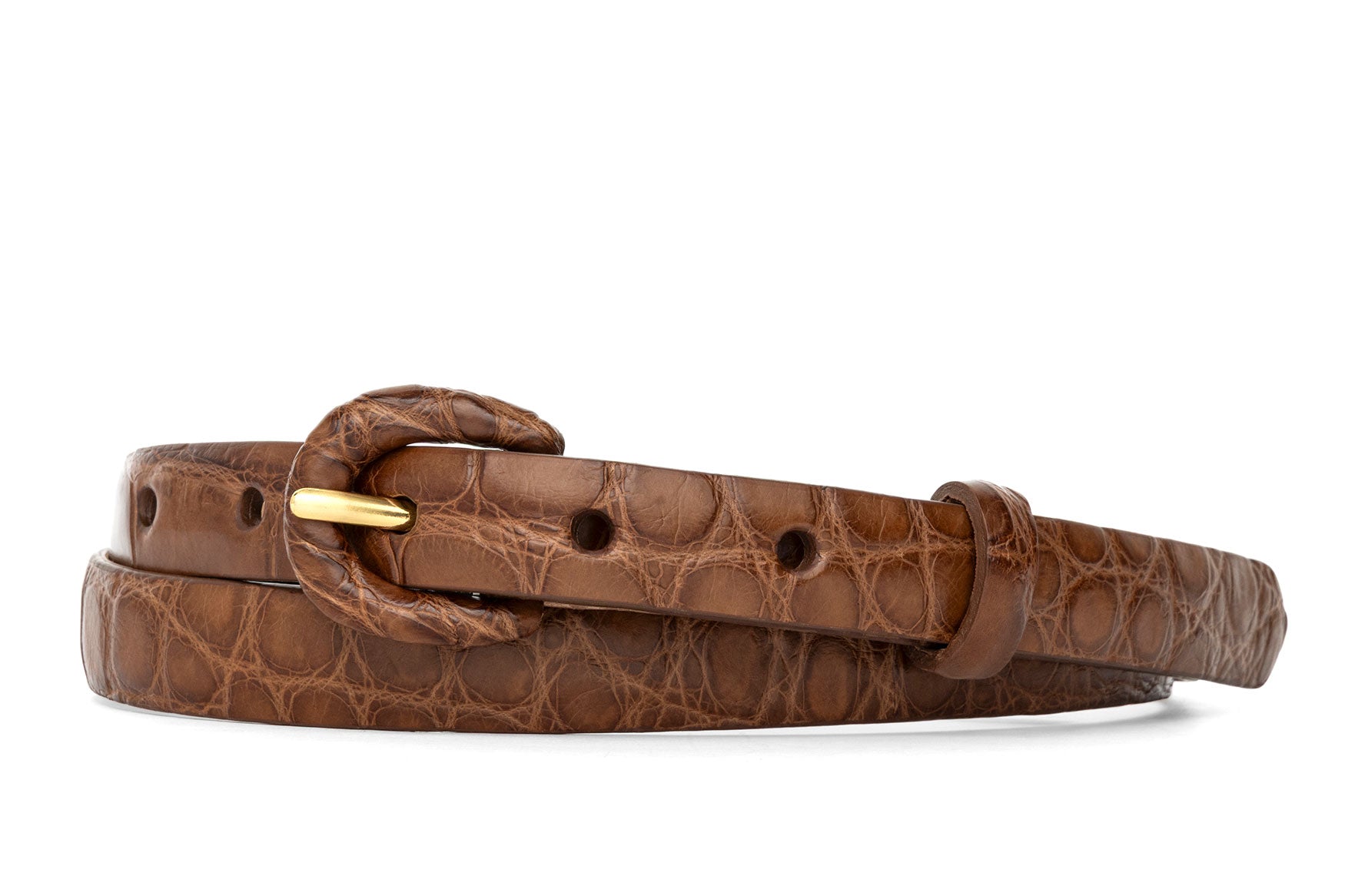 Tardini Genuine American Alligator Belt Womens Size 36 Honey Tan Exotic Leather Alligator Tan V2 Ratchet Belt, 1 3/8 main image 2