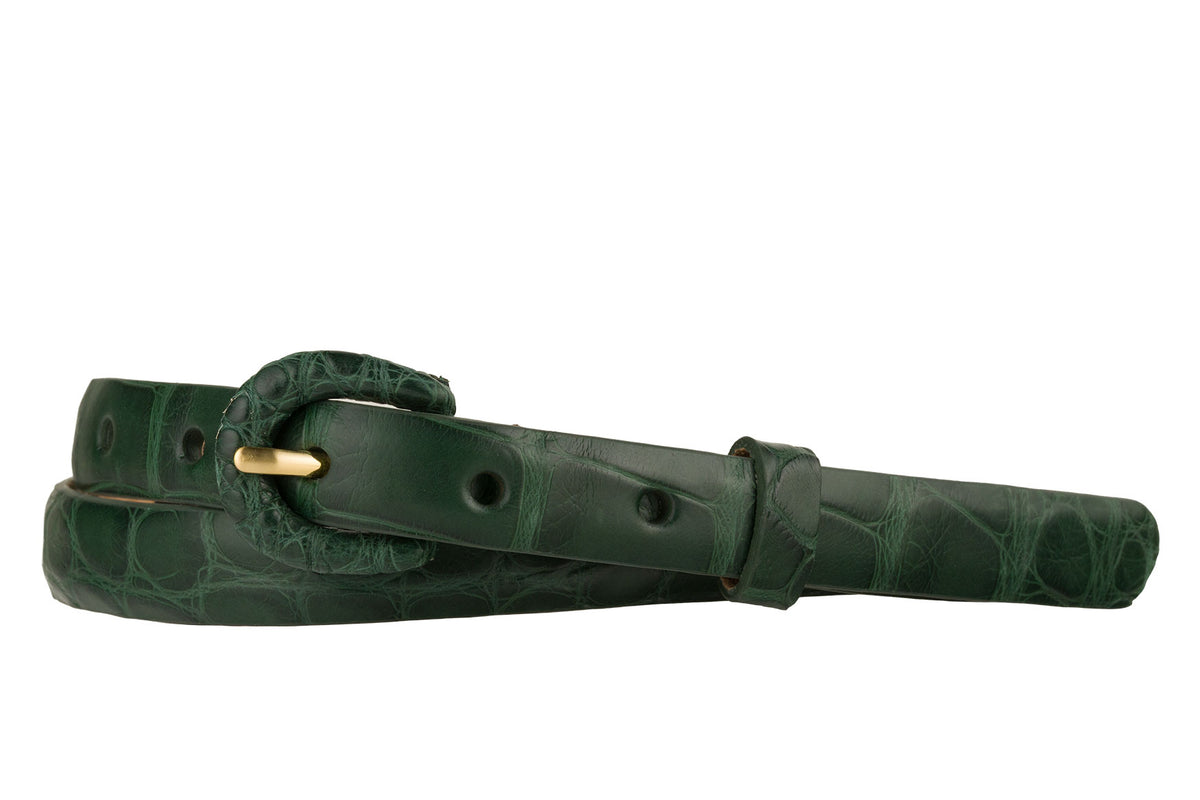 5/8" Matte Alligator Belt with Covered Crescent Buckle