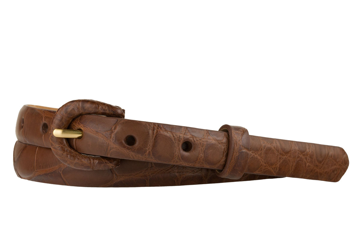5/8" Matte Alligator Belt with Covered Crescent Buckle