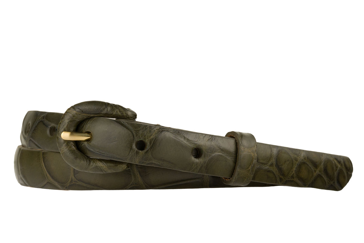 5/8" Matte Alligator Belt with Covered Crescent Buckle