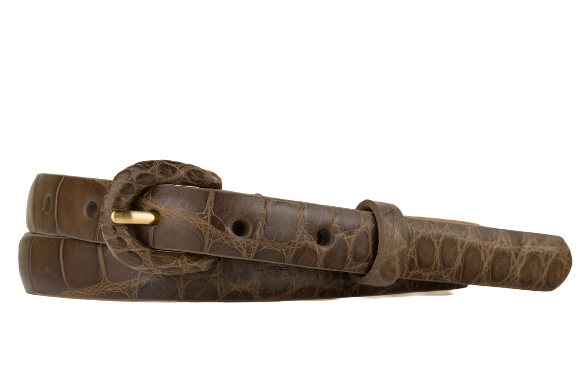 5/8" Matte Alligator Belt with Covered Crescent Buckle