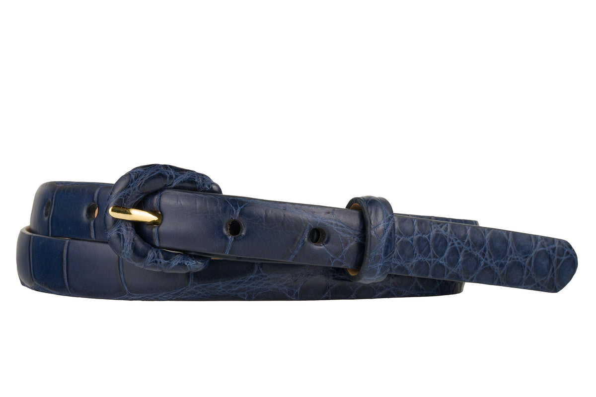 5/8" Matte Alligator Belt with Covered Crescent Buckle