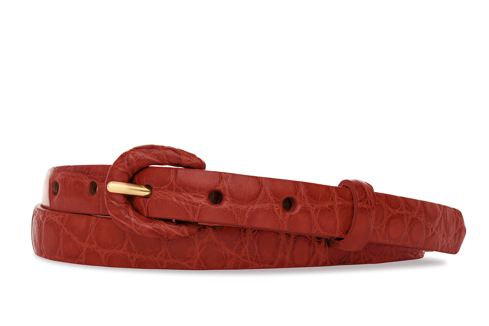 5/8" Matte Alligator Belt with Covered Crescent Buckle