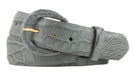 1-1/2" Matte Alligator Belt with Covered Crescent Buckle - Grey