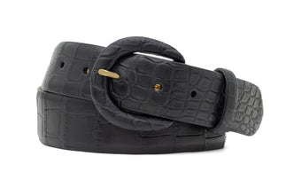 1-1/2" Matte Alligator Belt with Covered Crescent Buckle