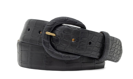 1-1/2" Matte Alligator Belt with Covered Crescent Buckle