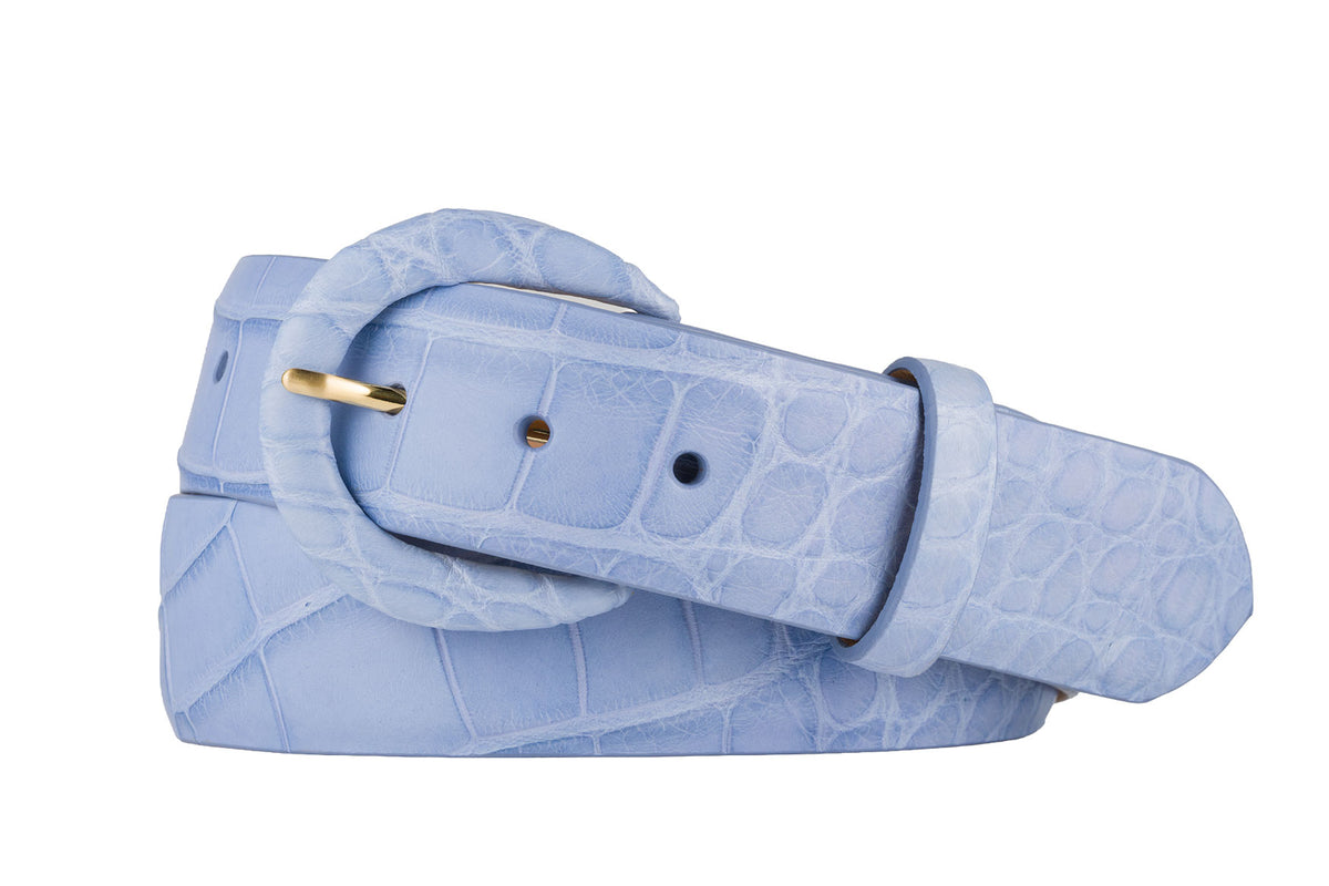 1-1/2" Matte Alligator Belt with Covered Crescent Buckle