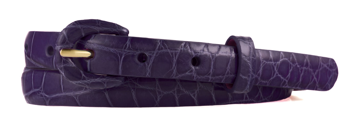 5/8" Glazed Alligator Belt with Covered Crescent Buckle - Violet