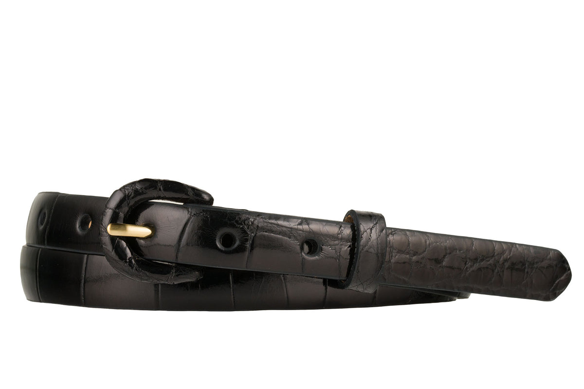 5/8" Glazed Alligator Belt with Covered Crescent Buckle