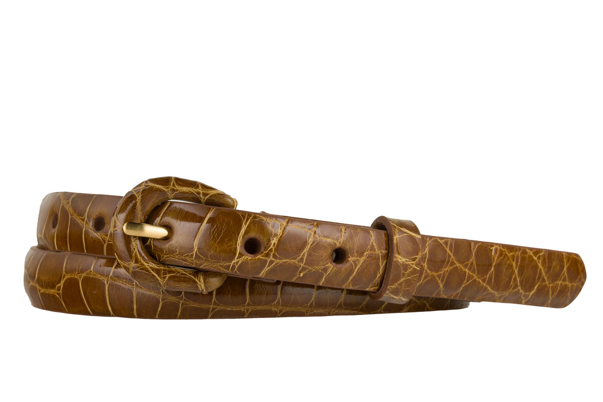 5/8" Glazed Alligator Belt with Covered Crescent Buckle