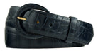 1-1/2" Glazed Alligator Belt with Covered Crescent Buckle - Navy