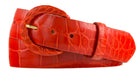 1-1/2" Glazed Alligator Belt with Covered Crescent Buckle - Orange