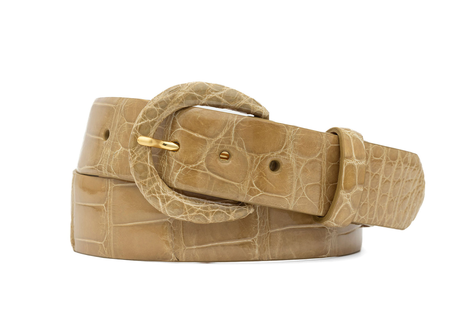 1-1/2" Glazed Alligator Belt with Covered Crescent Buckle