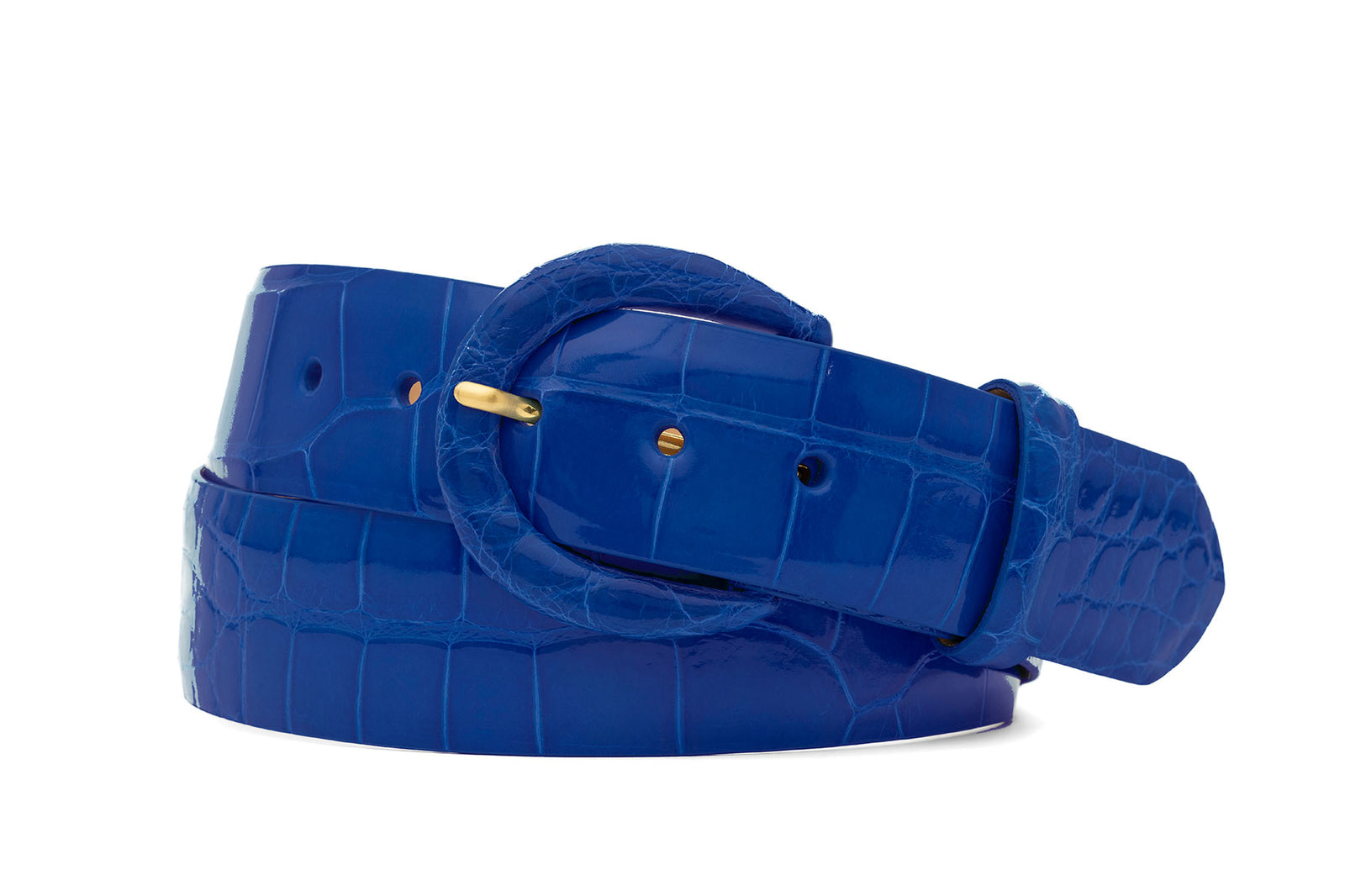 1-1/2" Glazed Alligator Belt with Covered Crescent Buckle