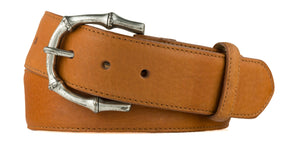 Pebbled Bison Belt with Antique Brass Buckle