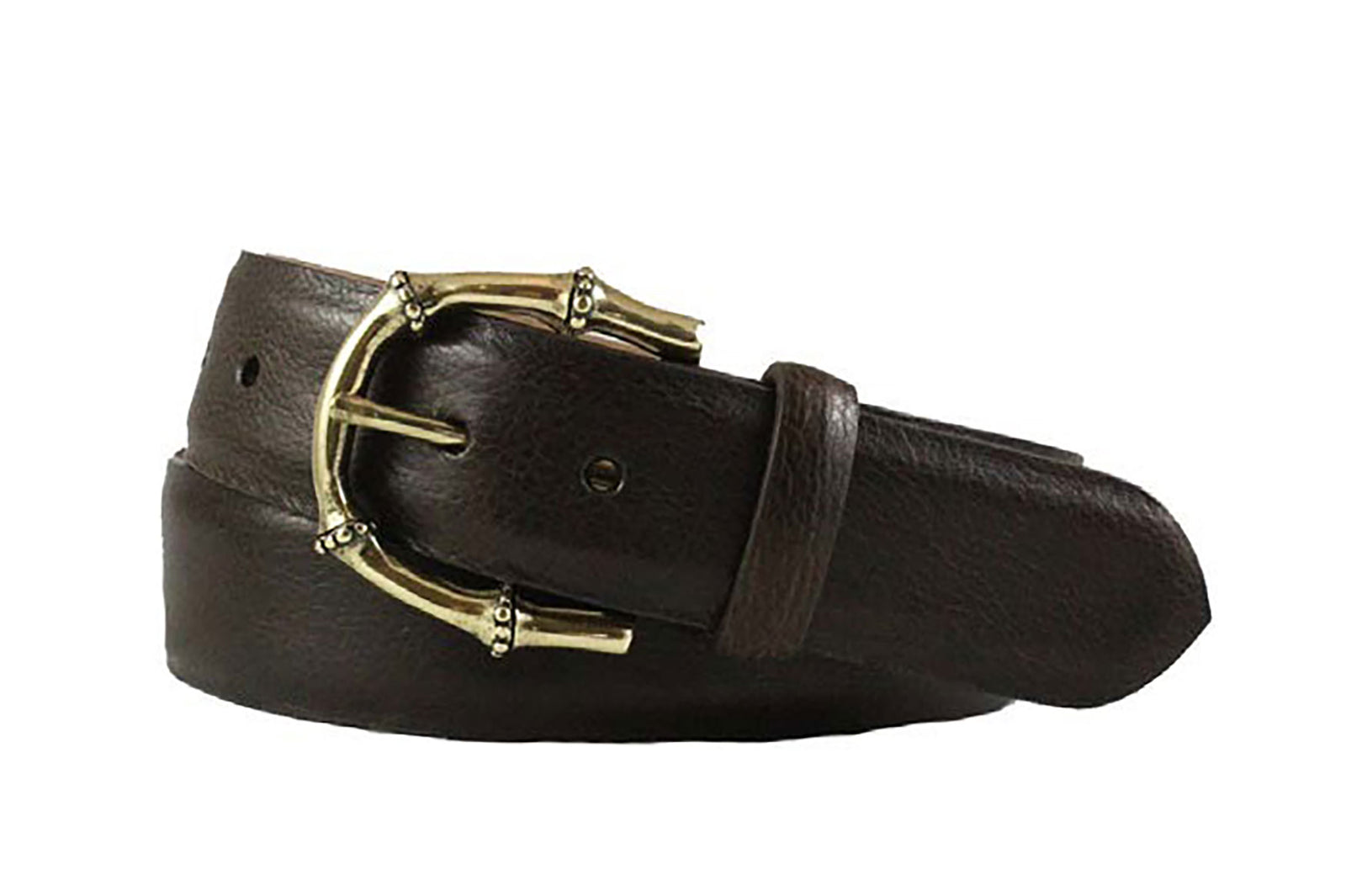 Pebbled Bison Belt with Antique Brass Buckle