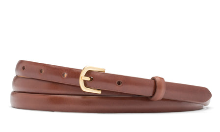 Double-Wrap Calf Belt with Brushed Gold Buckle