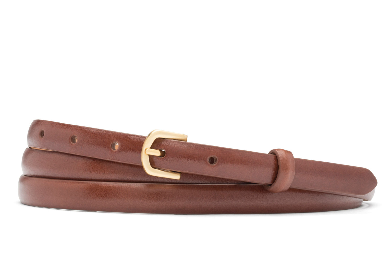 Double-Wrap Calf Belt with Brushed Gold Buckle