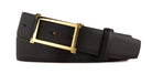 Pebbled Calf Belt with Gold Window Buckle - Chocolate
