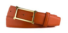 Pebbled Calf Belt with Gold Window Buckle - Orange