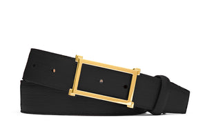 Pebbled Calf Belt with Gold Window Buckle