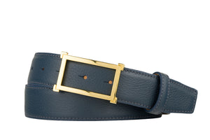 Pebbled Calf Belt with Gold Window Buckle