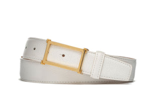 Pebbled Calf Belt with Gold Window Buckle