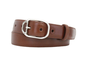 Glazed Calf Belt with Nickel Stirrup Buckle