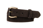 Suede Calf Belt with Horn Roller Buckle - Espresso