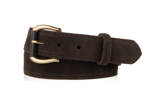 Suede Calf Belt with Horn Roller Buckle