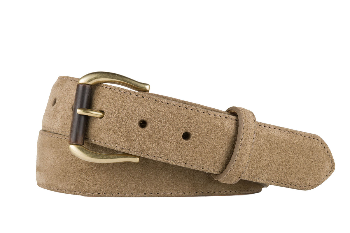 Suede Calf Belt with Horn Roller Buckle