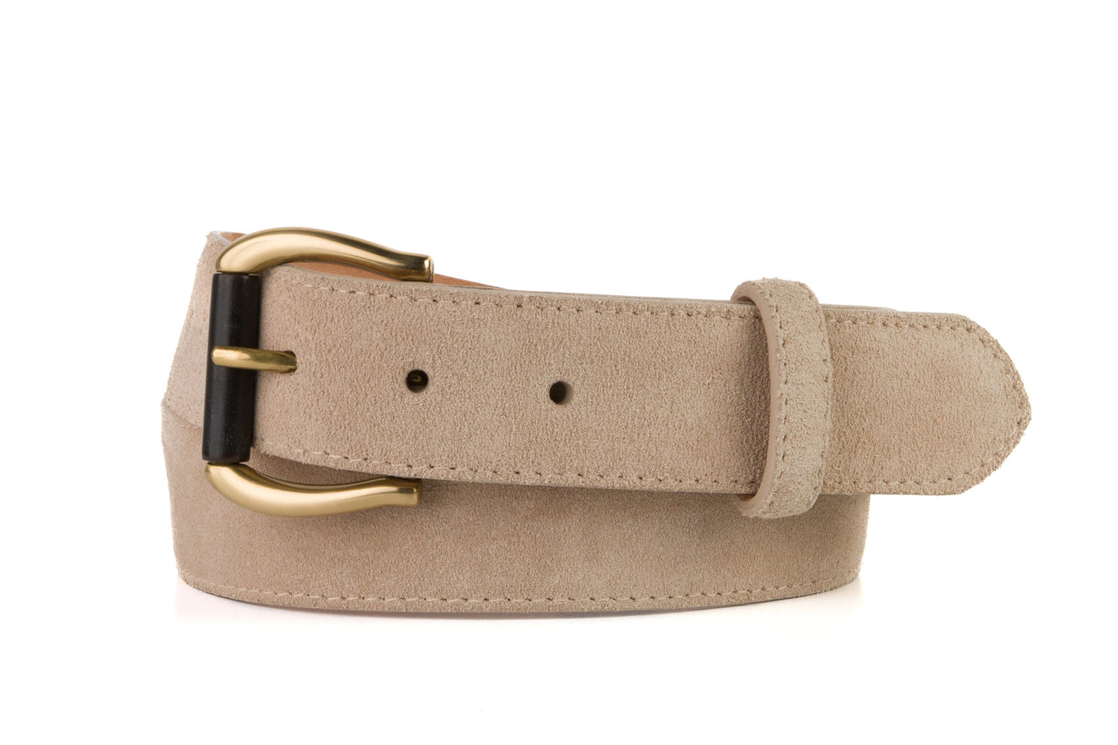Suede Calf Belt with Horn Roller Buckle