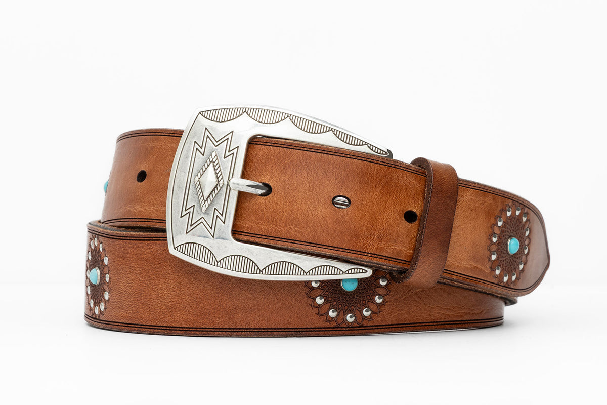 Italian Daisy Belt with Antique Silver Buckle