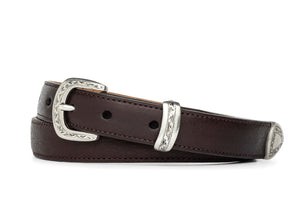 Dublin Calf Belt with Etched Antique Silver Tip Set