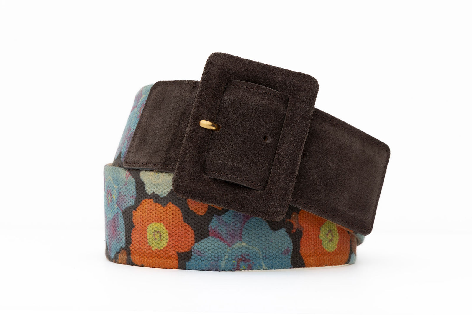 Cloth Belt with Suede Covered Buckle