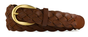 Braided Calf Belt with Brushed Gold Buckle