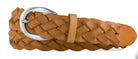 Braided Calf Belt with Brushed Gold Buckle - Natural
