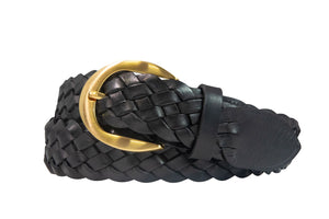 Braided Calf Belt with Brushed Gold Buckle