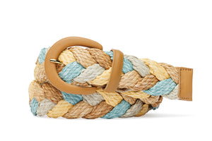 Braided Straw Belt with Covered Buckle