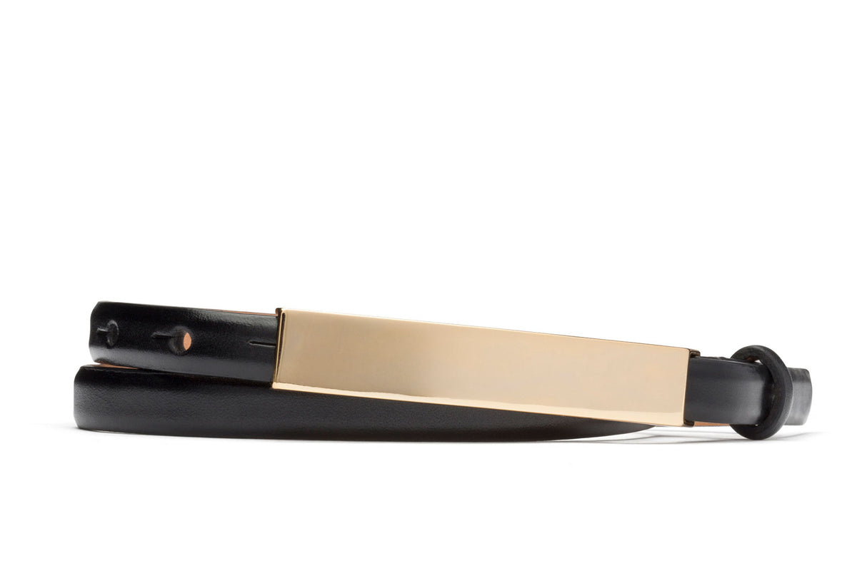 Glazed Calf Belt with Gold Plaque Buckle