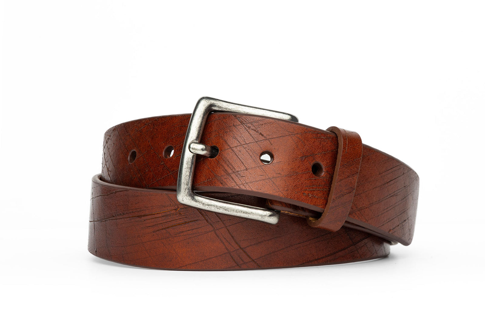 Scratches Calf Belt with Antique Silver Buckle