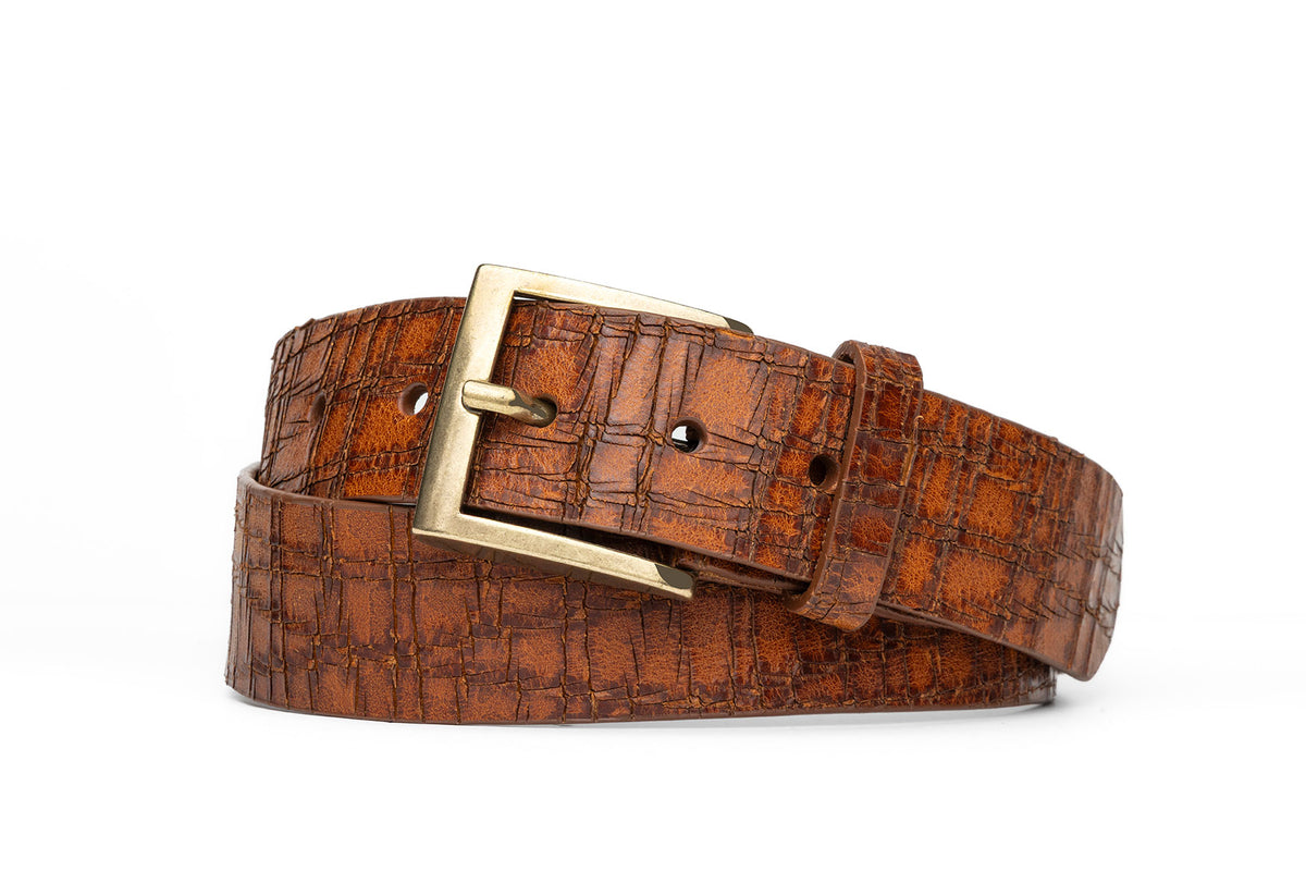 Crossroads Calf Belt with Antique Brass Buckle