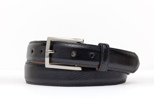 Pebbled Calf Belt with Nickel Buckle